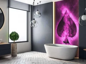 Hot Speelkaart symbool in het roze fotobehang Computerkamer