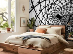 New Spiraalvormige architectuur in zwart-wit fotobehang Architectuur | 3d