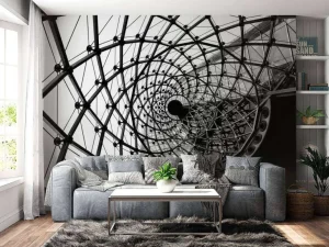 New Spiraalvormige architectuur in zwart-wit fotobehang Architectuur | 3d