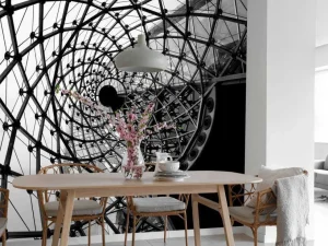 New Spiraalvormige architectuur in zwart-wit fotobehang Architectuur | 3d