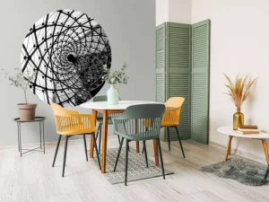 New Spiraalvormige architectuur in zwart-wit fotobehang Architectuur | 3d