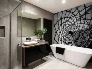 New Spiraalvormige architectuur in zwart-wit fotobehang Architectuur | 3d