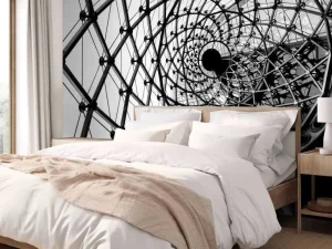 New Spiraalvormige architectuur in zwart-wit fotobehang Architectuur | 3d