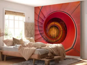Sale Spiraalvormige rode trap fotobehang Kunst & Design | Architectuur