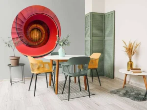 Sale Spiraalvormige rode trap fotobehang Kunst & Design | Architectuur
