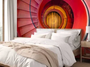 Sale Spiraalvormige rode trap fotobehang Kunst & Design | Architectuur