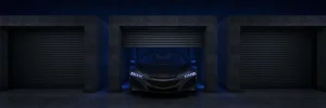 Discount Sportauto in een garagebox fotobehang Kinderkamer | Transport