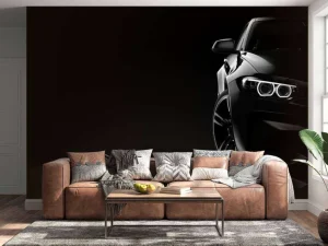 Clearance Sportauto met een zwarte achtergrond fotobehang Kinderkamer | Transport