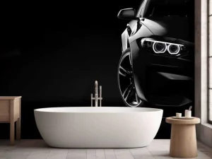 Clearance Sportauto met een zwarte achtergrond fotobehang Kinderkamer | Transport