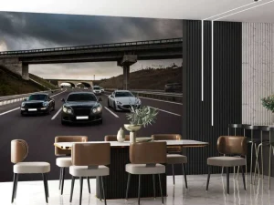 Hot Sportwagens op de snelweg fotobehang Kinderkamer | Transport
