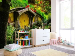 Clearance Sprookjeshuis in het bos fotobehang Kinderkamer