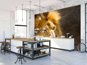 Online Starende Leeuw Close-Up fotobehang Dieren