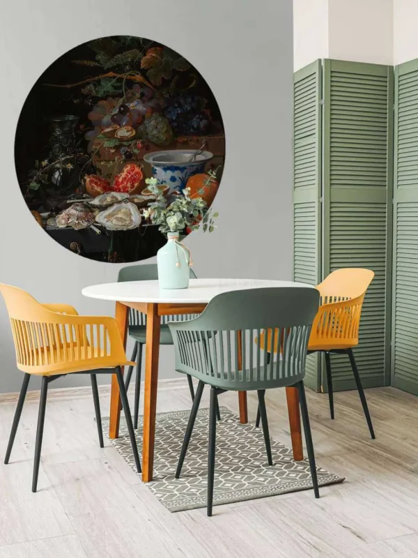 Online Stilleven met vruchten, oesters en een porseleinen kom fotobehang Keuken