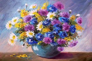 Hot Stilleven van een vaas met kleurrijke bloemen fotobehang Bloemen | Kunst & Design