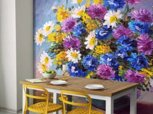 Hot Stilleven van een vaas met kleurrijke bloemen fotobehang Bloemen | Kunst & Design