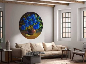 New Stilleven van een vaas met blauwe bloemen fotobehang Kunst & Design | Bloemen