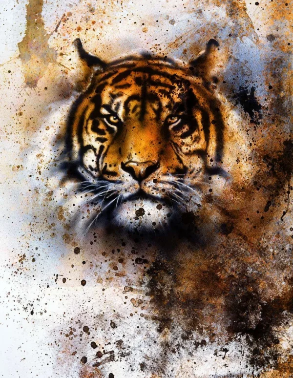 New Stoere tijger schilderij fotobehang Tienerkamer