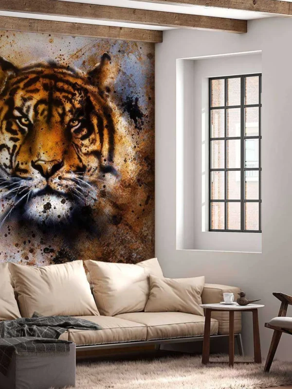 New Stoere tijger schilderij fotobehang Tienerkamer
