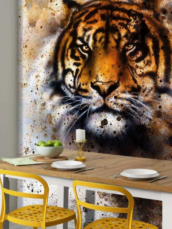 New Stoere tijger schilderij fotobehang Tienerkamer