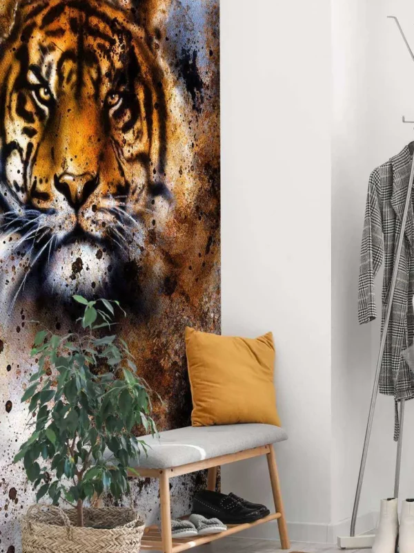 New Stoere tijger schilderij fotobehang Tienerkamer