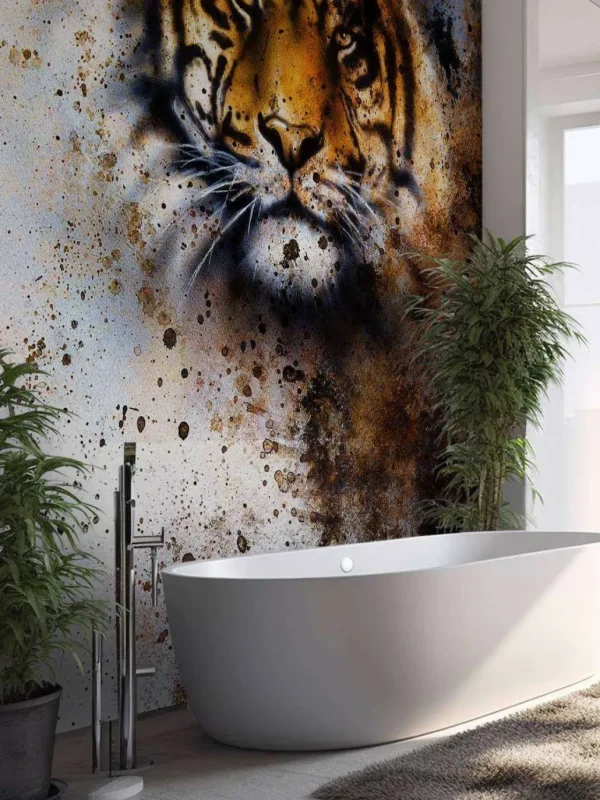 New Stoere tijger schilderij fotobehang Tienerkamer