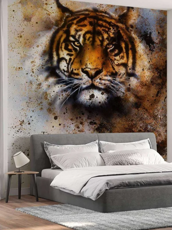 New Stoere tijger schilderij fotobehang Tienerkamer