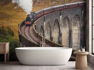 Online Stoomtrein in Schotland fotobehang Transport