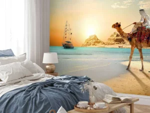 Hot Strand in de woestijn design fotobehang Dieren