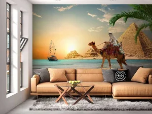 Hot Strand in de woestijn design fotobehang Dieren