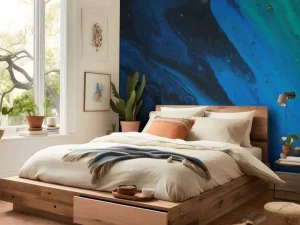 Clearance Structuur met blauwe en groene accenten fotobehang Gang | Oppervlakten