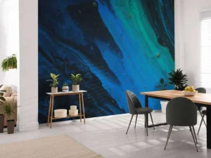 Clearance Structuur met blauwe en groene accenten fotobehang Gang | Oppervlakten