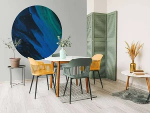 Clearance Structuur met blauwe en groene accenten fotobehang Gang | Oppervlakten