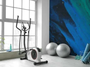 Clearance Structuur met blauwe en groene accenten fotobehang Gang | Oppervlakten