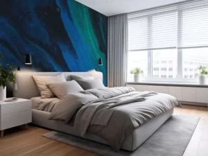 Clearance Structuur met blauwe en groene accenten fotobehang Gang | Oppervlakten