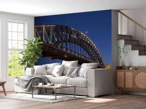 Clearance Sydney Harbour Bridge in de avond fotobehang Architectuur