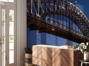 Clearance Sydney Harbour Bridge in de avond fotobehang Architectuur