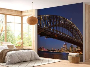 Clearance Sydney Harbour Bridge in de avond fotobehang Architectuur