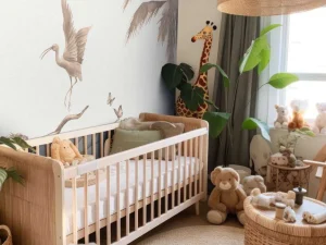 New Tak met jungle dieren in taupe Kinderkamer | Dieren