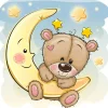 Clearance Teddybeer met de maan fotobehang Babykamer