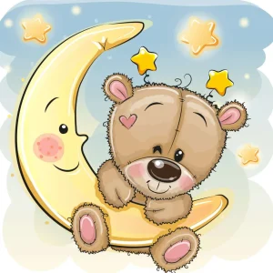 Clearance Teddybeer met de maan fotobehang Babykamer