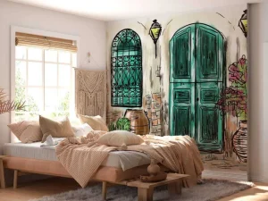 Best Tekening van een Mediterraans huis fotobehang Kunst & Design | Architectuur