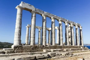 Online Tempel van Poseidon fotobehang Architectuur