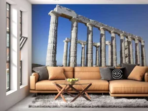 Online Tempel van Poseidon fotobehang Architectuur