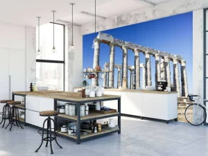 Online Tempel van Poseidon fotobehang Architectuur
