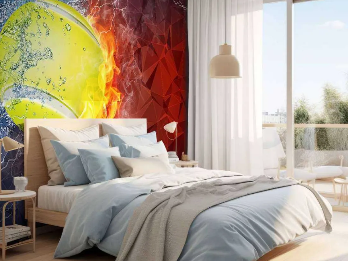 tennisbal_met_veel_kracht_1.webp Discount Tennisbal met veel kracht fotobehang Tienerkamer | Kinderkamer