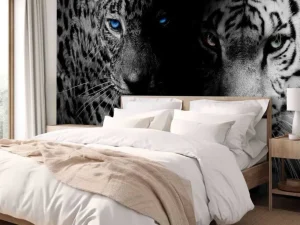 Fashion Tijger en luipaard in zwart-wit fotobehang Hobbykamer