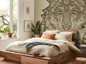 New Tijger hoofd met een grunge achtergrond+ fotobehang Hobbykamer | Gang