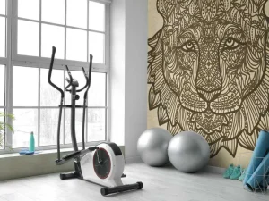 New Tijger hoofd met een grunge achtergrond+ fotobehang Hobbykamer | Gang