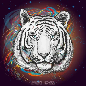 New Tijger in de ruimte vector fotobehang Tienerkamer | Kinderkamer