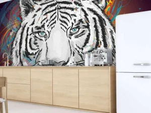 New Tijger in de ruimte vector fotobehang Tienerkamer | Kinderkamer